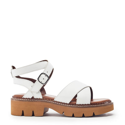 Jetta White Leather Sandals