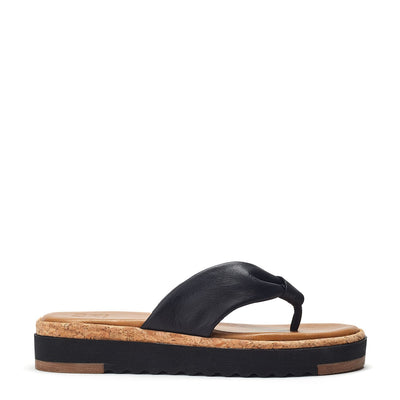 Kadence Black Leather Sandals