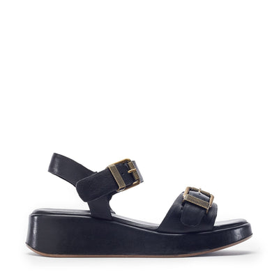 Kaprii Black Leather Sandals