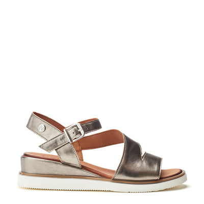 Kapur Pewter Metallic Leather Sandals