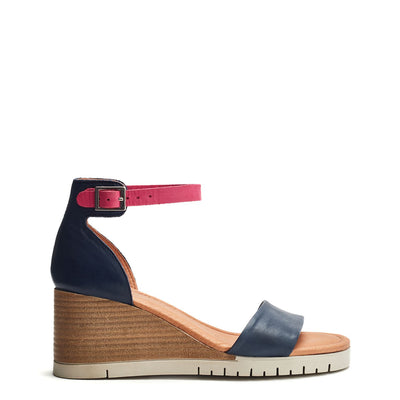 Karia Navy Leather Sandals