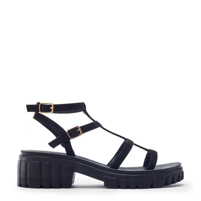 Karyna Black Alcantara Sandals