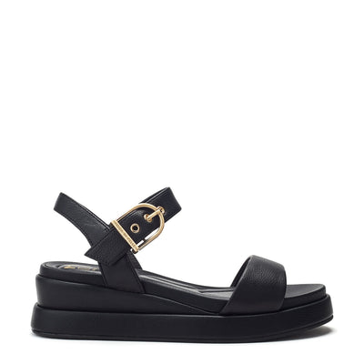 Katlin Black Leather Sandals