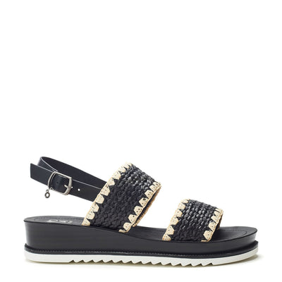 Kyraa Black Textile Sandals