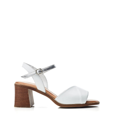 Lanie White - Silver Leather Sandals