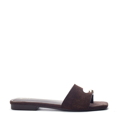 Leera Dark Brown Suede Sandals