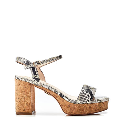 Lysha Natural - Gold Snake Print Sandals
