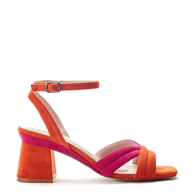 Madelia Pink-Orange Alcantara Sandals