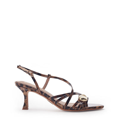 Maleni Black - Leopard Patent Sandals
