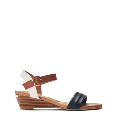 Mayapple Navy-White Leather Sandals