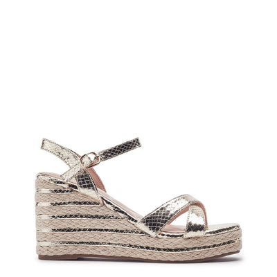 Maylia Gold Snake Print Sandals