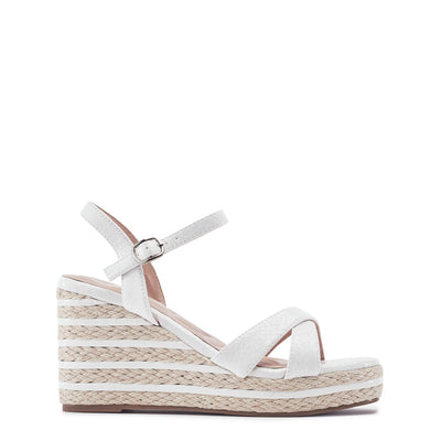 Maylia White Snake Print Sandals