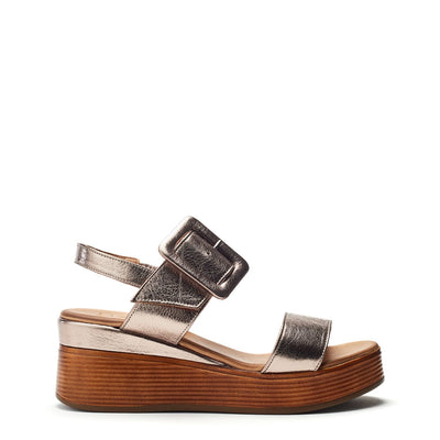 Mazus Pewter Leather Sandals