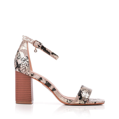 Meesha Off White Snake Print Sandals