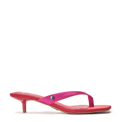 Melodi Pink-Red Satin Sandals