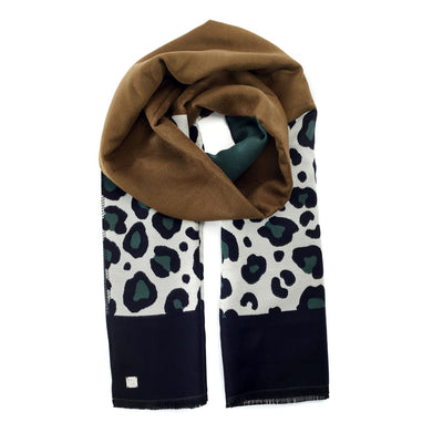 Melody Scarf Green - Leopard Polyester 