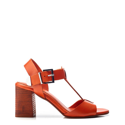Molliey Orange Leather Sandals
