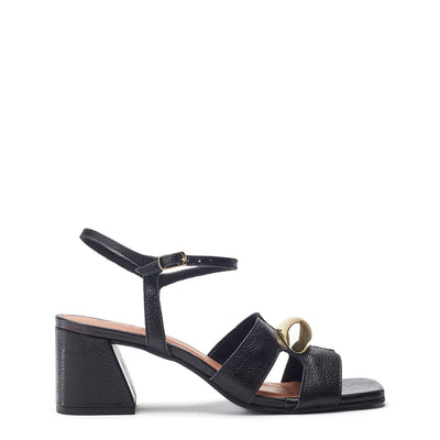 Myana Black Leather Sandals
