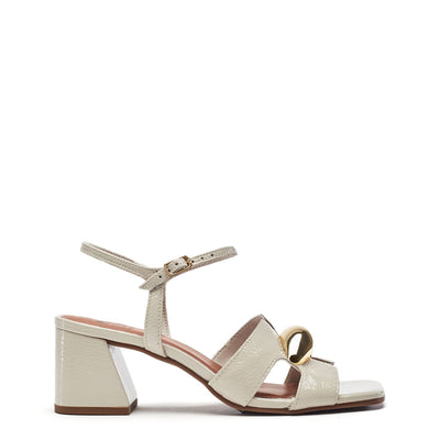 Myana Off White Patent Leather Sandals