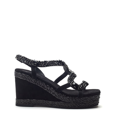 Naap Black Metallic Leather Sandals