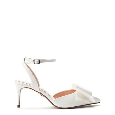 Nahara Off White Satin Shoes