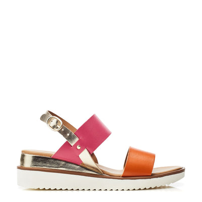 Navasay Pink-Orange Leather Sandals