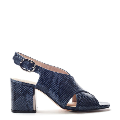 Naylani Navy - Snake Snake Print Sandals