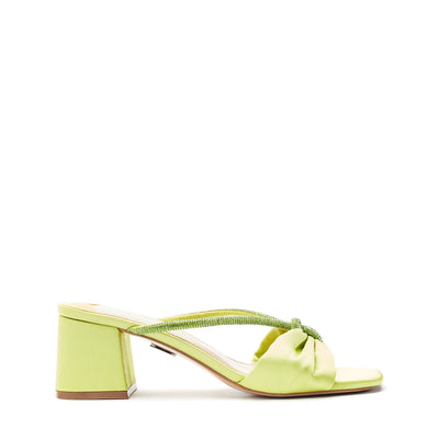 Neoma Lime Green Satin Sandals