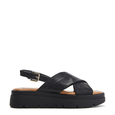 Nettina Black Leather Sandals