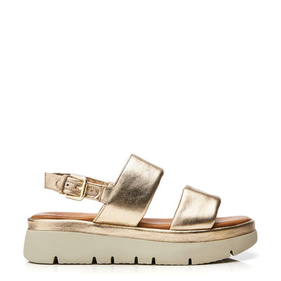Netty Champagne Metallic Leather Sandals