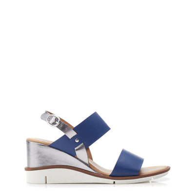 Nevvara Navy - Pewter Leather Sandals