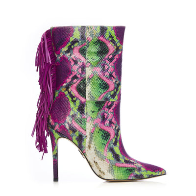 Oliivia Purple Snake Print Leather Boots