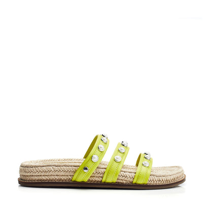 Orilla Lime Green Leather Sandals