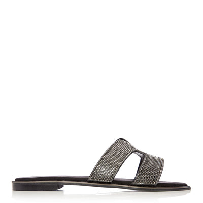Ormay Black Textile Sandals
