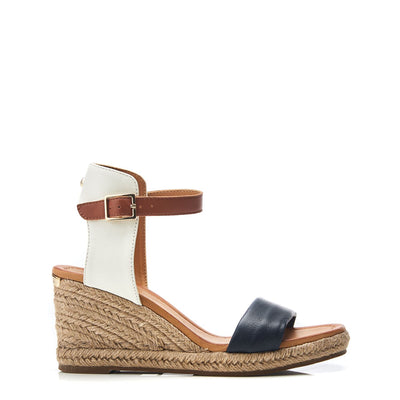 Phyllis Navy-White Leather Sandals