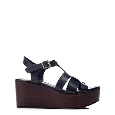 Quizette Black Leather Sandals