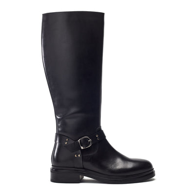 Rainia Black Leather Boots