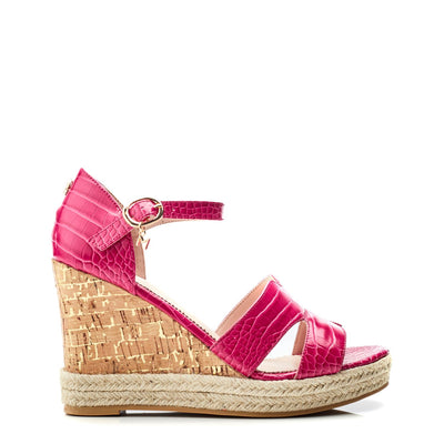 Rikolia Raspberry Patent Mocc Croc Sandals