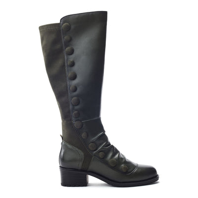 Riyla Green Leather Boots