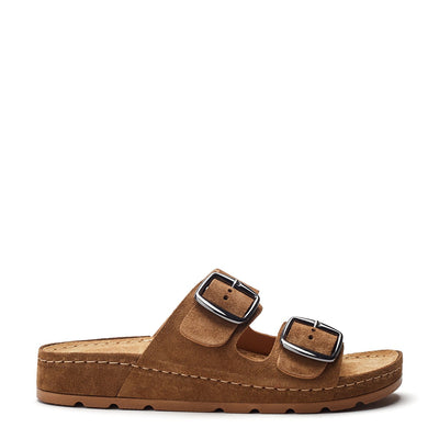 Sh Elate Tan Suede Sandals