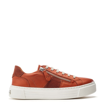 Sh Ely Dark-Orange Leather Trainers