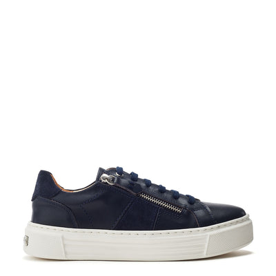 Sh Ely Navy Leather Trainers