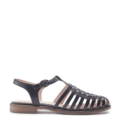 Sh Georgie Black Leather Sandals