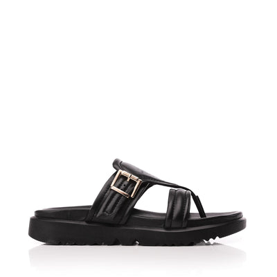 Sh Impost Black Leather Sandals