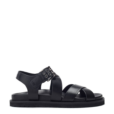 Sh Liner Black Leather Sandals