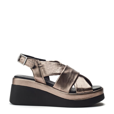 Sh Mellow Pewter Leather Sandals