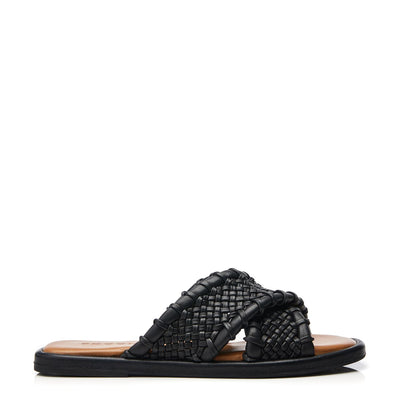 Sh Scope Black Leather Sandals