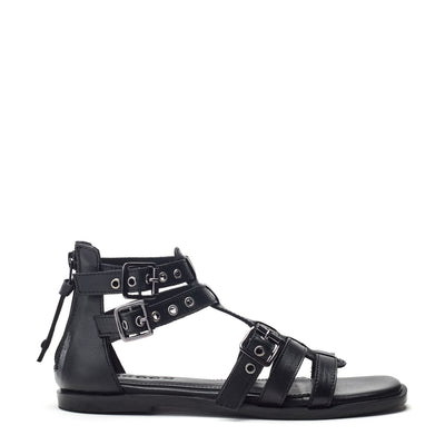 Sh Shelly Black Leather Sandals
