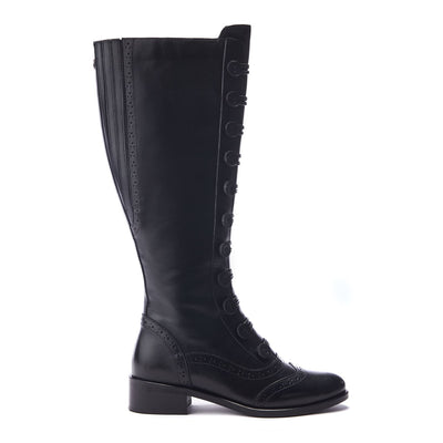 Sherice Black Leather Boots
