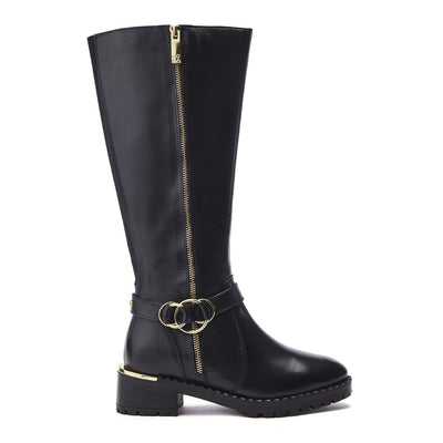 Sherie Black Leather Boots